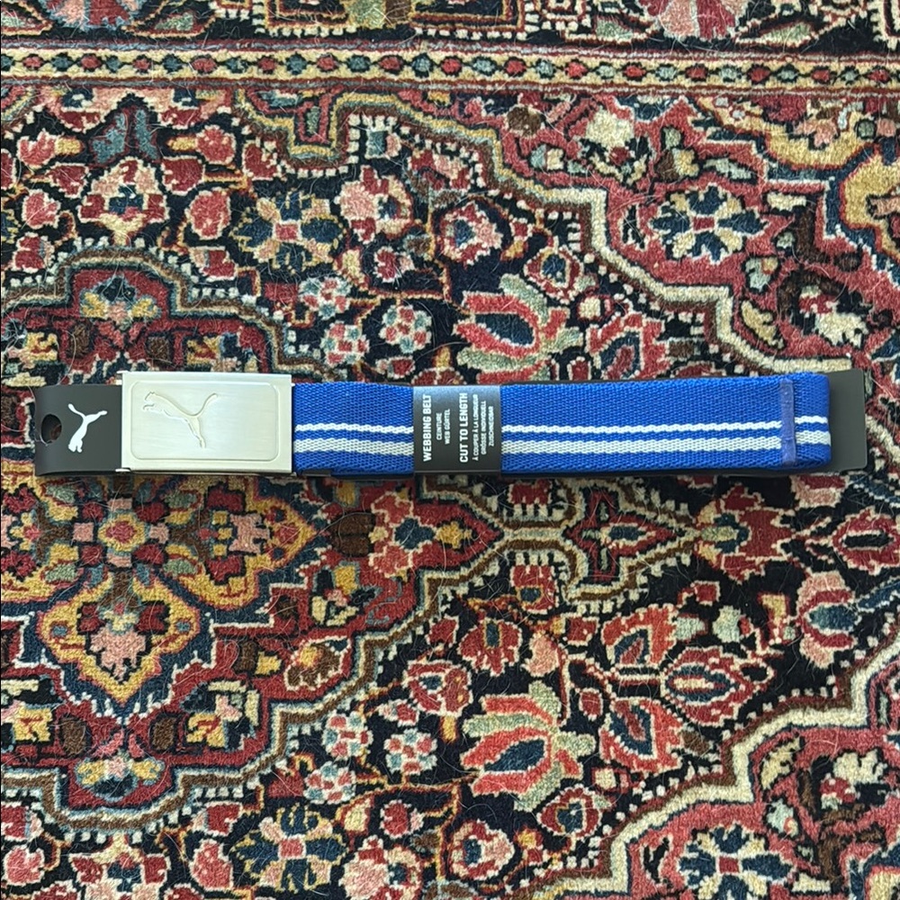 Puma Silver Buckle Blue and White Belt